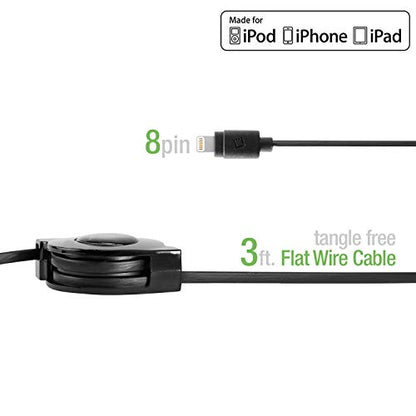 Retractable Lightning iPhone Cable, Charging Cord Compatible with Apple iPhone 14 Pro Max Plus mini 13 12 11 Xs Xr X SE 8 7 6 5 iPad Pro Air Mini 6 iPod Touch, Nano (MFI Certified) (Lighting Black) - style: Lighting (Apple) Black