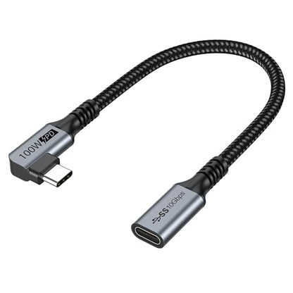 Small USB C Extension Cable 1FT, Right Angle(100W/10Gbps/4K@60Hz) - size: 1FT