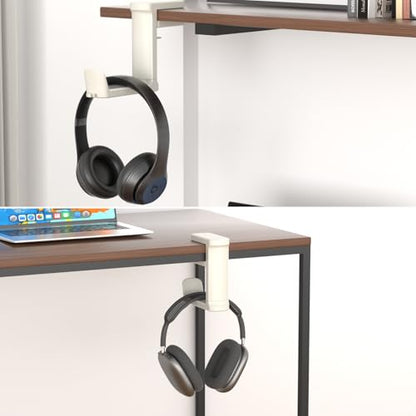 Headphone Holder Adjustable Clamp-on Headphone Hook - color: White