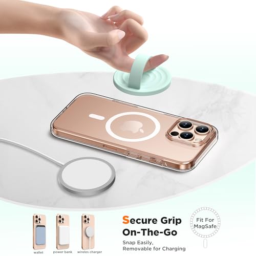 Magnetic Phone Grip for MagSafe, Silicone Ring Grip, Mint Green - color: Mint Green