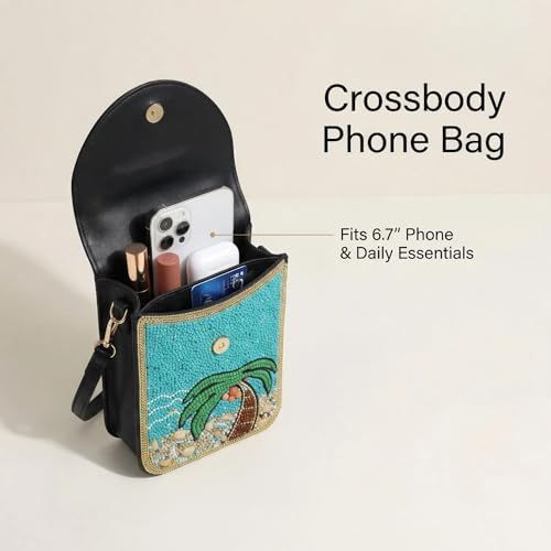 Small Crossbody Bags for Women, Cell Phone Shoulder Bag Boho Wallet Purse - color: Coconut Tree