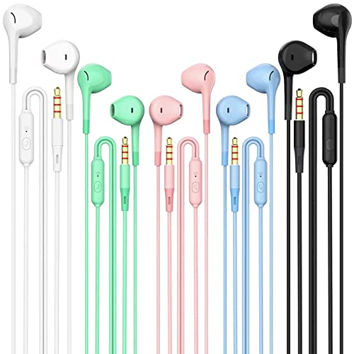 HUOMU Wired Earbuds 5-Pack with Microphone, 3.5mm Stereo Headphones