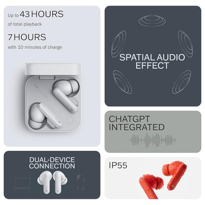 CMF Buds Pro 2 Wireless Earbuds with Smart Dial, 50dB Hybrid Noise Cancelling Earbuds Wireless Bluetooth 5.3, 11mm Bass with LDAC, 6 Hi-Res Audio Mics, 43H Playtime, Fast Charging Case, Light Grey - color: Light Grey