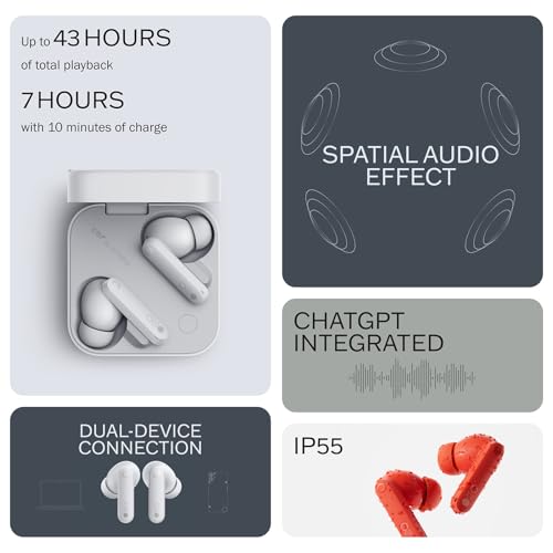 CMF Buds Pro 2 Wireless Earbuds with Smart Dial, 50dB Hybrid Noise Cancelling Earbuds Wireless Bluetooth 5.3, 11mm Bass with LDAC, 6 Hi-Res Audio Mics, 43H Playtime, Fast Charging Case, Light Grey - color: Light Grey