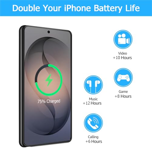 Battery Case for Galaxy S26 Ultra, [12000mAh] Slim Rechargeable Smart Extended Charging Case Compatible with Galaxy S26 Ultra (6.9 inch) Backup Power Battery Pack Charger Cover-Black - size: Galaxy S26 Ultra
