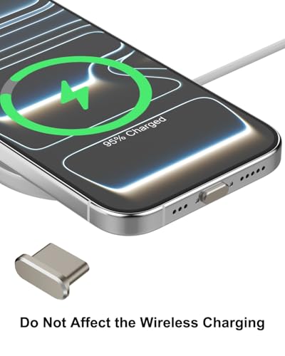 USB C Dust Plug for iPhone 17 Series, 4Pcs Aluminum+4Pcs Silicone, Titanium - color: Titanium