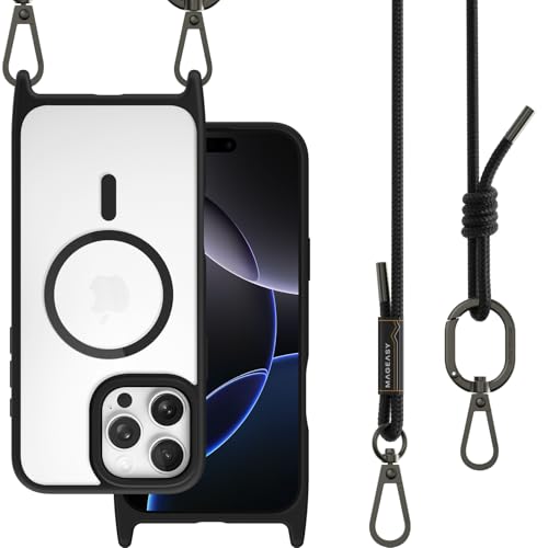 MAGEASY Roam MagSafe Crossbody Phone Case with Strap for iPhone 16 Pro Max, Magnetic Clear Case with Detachable Lanyard, 16FT Drop Defense, Camera Control Compatible (Midnight) - color: Midnight, size: iPhone 16 Pro Max