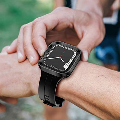 Amizee Rugged Case Compatible with Apple Watch Case Series 9/8/7 41mm SE 3/2/1 Series 6/5/4 40mm, Soft TPU Shockproof Bumper Drop Proof Protective Cover Compatible with iWatch - Plating Black - color: Plating Black, size: 40mm/41mm