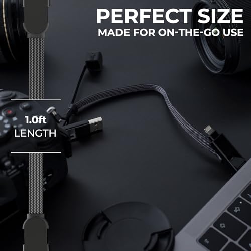 Rolling Square inCharge XL 6-in-1 Multi Charging Cable, Portable USB and USB-C Cable with 100W Ultra-Fast Charging Power, 1 Ft/0.3m, Urban Black - color: Black