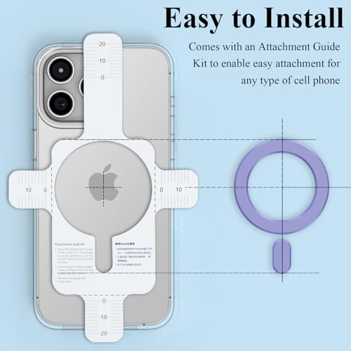 for MagSafe Ring, 2 PCS Magnet Sticker Magnetic Adapter Ring - color: Purple