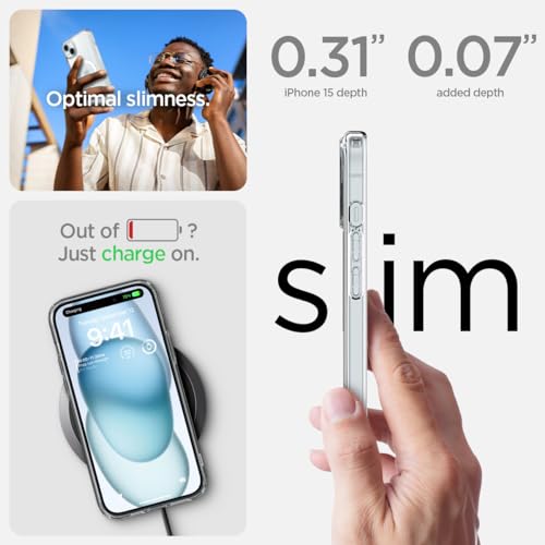 Spigen for iPhone 15/14/13 Case, Ultra Hybrid MagFit [Anti-Yellowing] [Compatible with Magsafe] - Clear - color: Clear, size: iPhone 15 / 14 / 13
