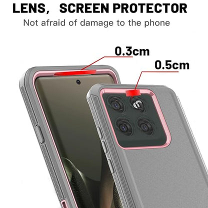 for Moto Edge 2025 Phone Case 3 in 1 Shockproof TPU Hard PC Bumper Drop-Proof Shell Light Gray - color: Lihgt Gray