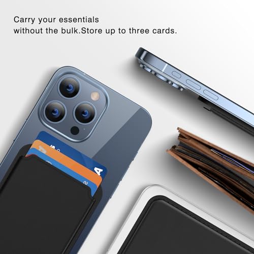 miracase for MagSafe Wallet, Magnetic Card Wallet Holder, Compatible with MagSafe Wallet, 3-Card Holder, for iPhone 15/14/13/12 Series,Black - color: C-Black, style: Basic Wallet