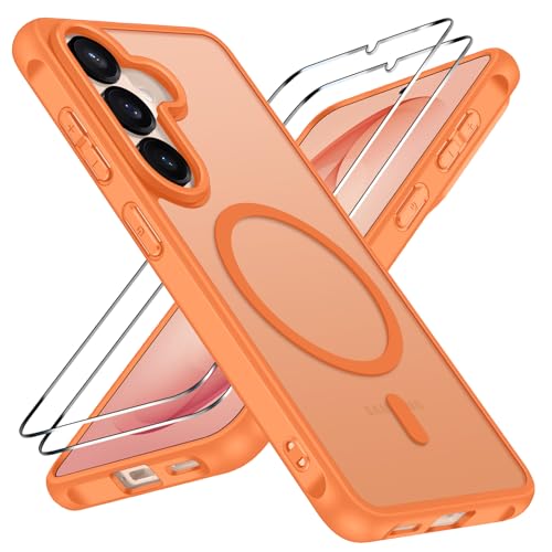 ivoler 3-in-1 Magnetic Case for Samsung Galaxy S26 5G 6.3'' with 2 Pack Screen Protector, [MagSafe Compatible] [Military Grade Drop Protection] Slim Translucent Shockproof Phone Cover- Orange - color: Orange, size: Samsung Galaxy S26 5G 6.3''
