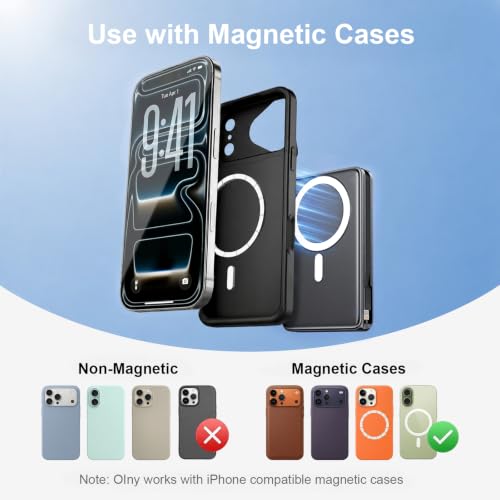 10000mAh Magnetic Wireless Power Bank, 5-in-1 Portable Charger with 2 Built-in Cables, 22.5W PD Fast Charging Magnetic Battery Pack for iPhone 17/16/15/14/13/12 and All Series，Black - color: Black