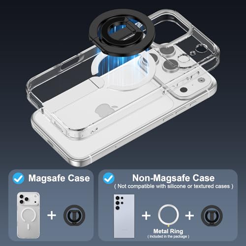 iPhone 17e Phone Grip for Samsung S26 Phone Ring Holder for MagSafe - color: Black