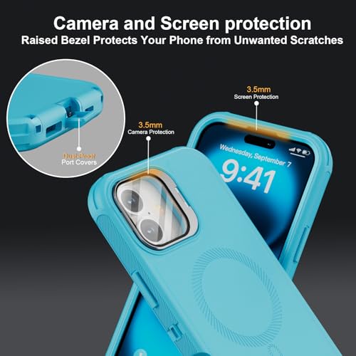Follaroma for iPhone 16 Case with Magnetic,Heavy Duty Case,6.1'',Teal - color: Teal, size: iPhone 16 6.1''