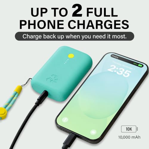 Nimble Champ Portable Charger, 10000mAh Power Bank, 20W Dual USB-C Charging - color: Teal