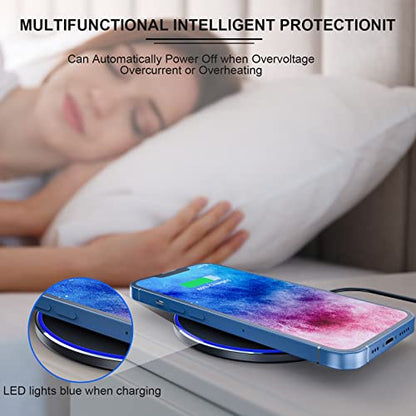 Fast Wireless Charger (Pad), 10W Max Wireless Charging Compatible with iPhone 15 Pro Max/15 Pro/15/15 Plus/14/13/12/SE/11/X/XR/8, AirPods/AirPods Pro, Google Nexus 4/Huawei/LG/Samsung(No AC Adapter)