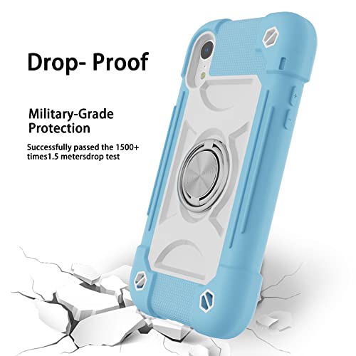 MARKILL Compatible with iPhone XR Case 6.1 Inch with Ring Stand, Heavy-Duty Military Grade Shockproof Phone Cover for iPhone XR 6.1. - color: Ice Blue, size: iPhone XR 6.1"