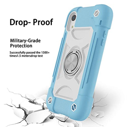 MARKILL Compatible with iPhone XR Case 6.1 Inch with Ring Stand, Heavy-Duty Military Grade Shockproof Phone Cover for iPhone XR 6.1. - color: Ice Blue, size: iPhone XR 6.1"