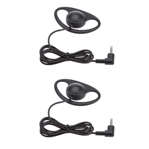 PUSOKEI D Shape Earpiece Headset, 3.5mm Single Side Earphone Hook Earbud, Ergonomic Single Ear Hook Headphone for VoIP Calls, Video Conferences, Multimedia Playback (2pcs) - size: 2pcs