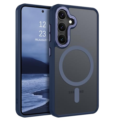 BENTOBEN Magnetic for Samsung Galaxy S24 Plus Case [Compatible with Magsafe] Translucent Matte Slim Thin Shockproof Anti-Yellow Women Men Protective Phone Cover for Galaxy S24 Plus 6.7", Navy Blue - color: Navy Blue
