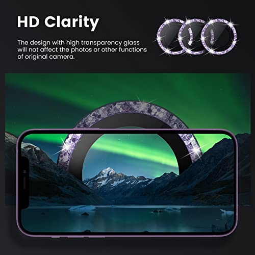 Tensea Bling Camera Lens Protector for iPhone 14 Pro/iPhone 14 Pro Max - color: Purple Glitter