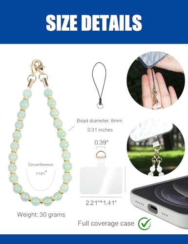 CH.yishi Beaded Phone Charm Wrist Strap with Tether Tab,Camera Lanyard - style: Green Aventurine