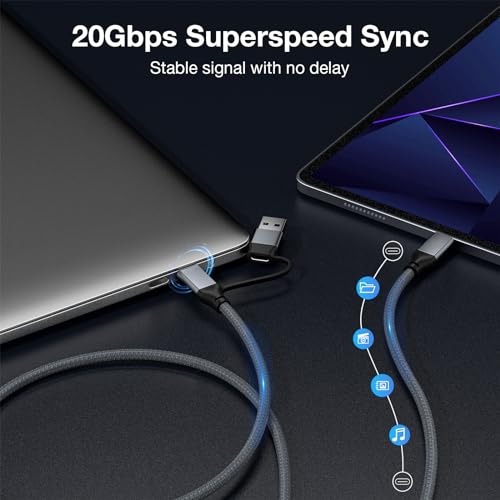 240W USB C Cable 15FT, 20Gbps USB C 3.2 Gen 2 Cable, USB to USB C Cable - color: Gray, size: 15ft