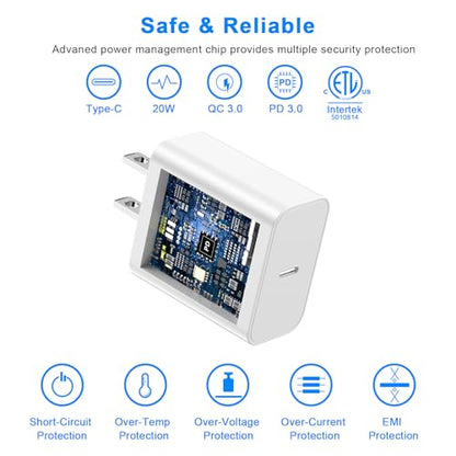 iPhone 17 16 15 Charger Fast Charging 10FT, 20W USB C Charger Block & Cable - color: White