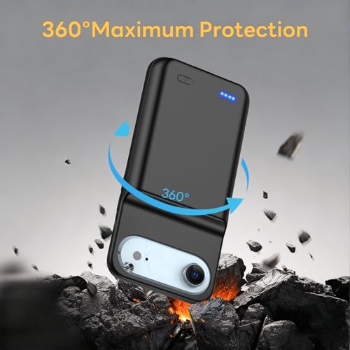 Battery Case for iPhone 17 AIR, Ultra-Slim 7000mAh Portable Extended Charging Charger Case Rechargeable Battery Pack with Tempered Glass Screen Protector for iPhone 17 AIR (6.5 inch)-Black - size: for iPhone 17 AIR