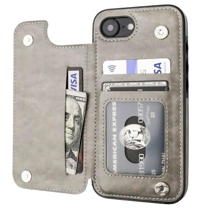ONETOP for iPhone 17e/16e Wallet Case with Credit Card Holder,Gray | Kickstand,ID/Cash Holder,Case Wallet with Card Slots,Double Magnetic Clasp,Durable PU Leather Shockproof Cover for Women Men - color: Gray