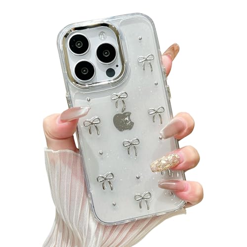 EYZUTAK Case for iPhone 12 Pro Max, Bling Glitter 3D Bowknot Phone Case Cute Sparkly Crystal Clear Bow Aesthetic Design Case Slim Soft Durable TPU Transparent Protective Cover for Women Girls - Bow - color: Bow, size: iPhone 12 Pro Max