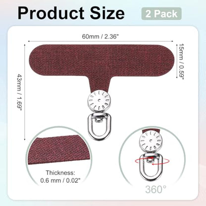 uxcell Rotating Phone Lanyard Tab Ultra-Thin No-Adhesive Phone Tether Patch - color: Silver Dial, Burgundy Patch