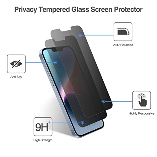ProCase 2 Pack Privacy Screen Protector for iPhone 17e/ 16e/ 14/13 /13 Pro