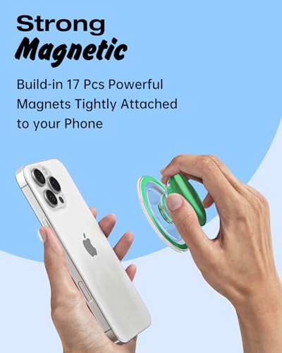 Svanove Magnetic Cell Phone Grip Compatible with Magsafe, Collapsible Phone Stand Holder Round Expanding Kickstand for iPhone Samsung Mobile Phones, Cute Soft Silicone Glossy Jelly, Mint Green - color: Mint, style: Magnetic