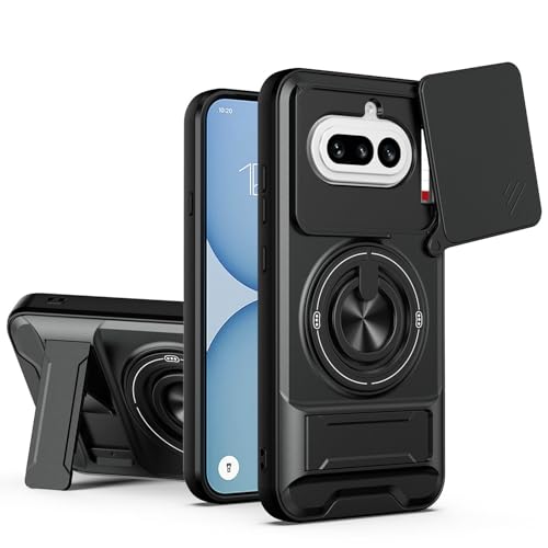 Compatible with Nothing Phone4a Case Cover,Compatible with Nothing Phone (4a) 5G A069 with Slide Camera Cover Phone Stand Protective Case Black - color: Black, size: Compatible with Nothing Phone4a