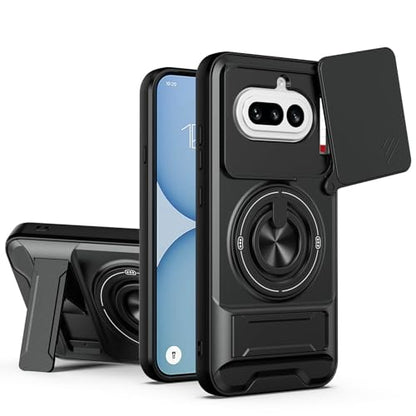 Compatible with Nothing Phone4a Case Cover,Compatible with Nothing Phone (4a) 5G A069 with Slide Camera Cover Phone Stand Protective Case Black - color: Black, size: Compatible with Nothing Phone4a