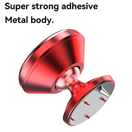【2-Pack】Magnetic Phone Holder for Car Dash Strong Magnetic Car Phone Mount - color: Red
