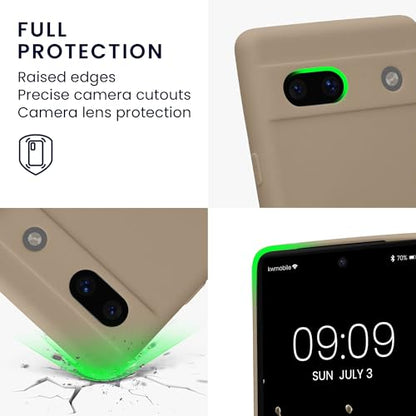 kwmobile Case Compatible with Google Pixel 7a Case - Protective Slim TPU Phone Cover - Soft Matte Finish - Cream Matte - color: cream matte