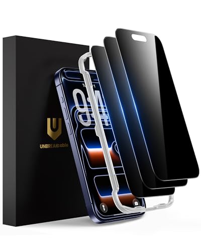 UNBREAKcable Privacy Screen Protector for iPhone 17 Pro - 3 Pack - size: iPhone 17 Pro