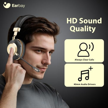 Earbay Wireless Headset with Microphone, AI Noise Cancelling & Dongle