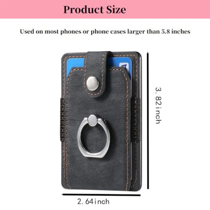 Card Holder Phone Wallet, Ring Stand Stick on Phone Wallet Black - color: Black