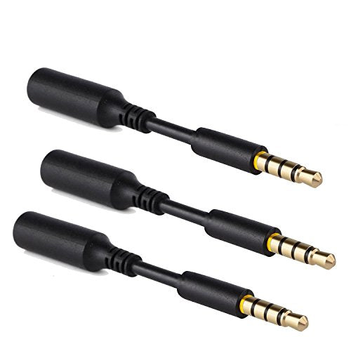 Accessonico 3 Pack Headset Audio Jack Extender, 3.5mm Headphone AUX Extension Adapter for Juice Pack, for Battery Charger Case, Power Case, for Smartphones, Tablets