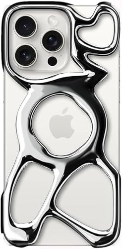 Angry miao Emptiness Phone Case for iPhone 15 Pro, MagSafe Compatible 22g Lightweight,Silver,Heat Dissipating Ample Protection, Shiny Silver - color: Shiny Silver, size: for iPhone 15 Pro, 6.1 Inches