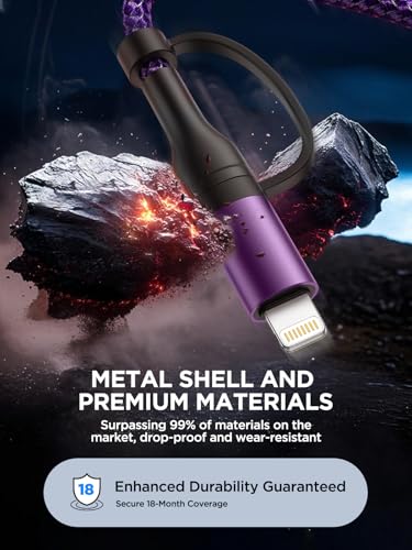 USB C to Lightning Cable, 60W 4 in 1 Fast Charging Cable Apple MFi Certified USB A to Lightning Cord Nylon 6ft USB C to USB C Charger Cord for iPhone 17 16 15 14 Pro/iPad/Samsung S25/MacBook/Switch 2