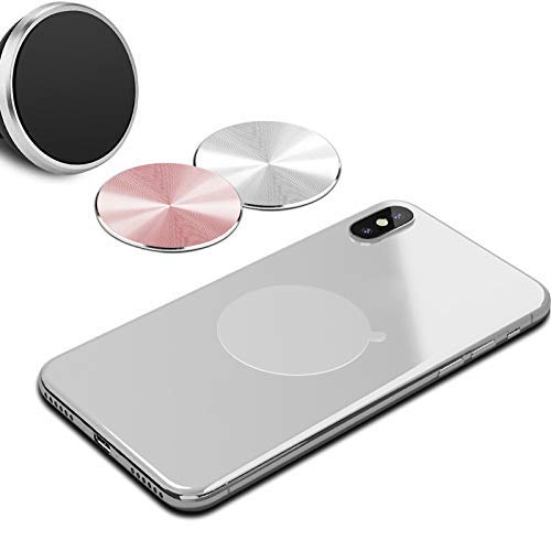 SALEX Cell Phone Metal Plates 4 Pack. Gold Replacement Set for Magnetic Car Mount & Phone Holder. Strong Adhesive Iron Plates for iPhone, Samsung & More - color: Gold