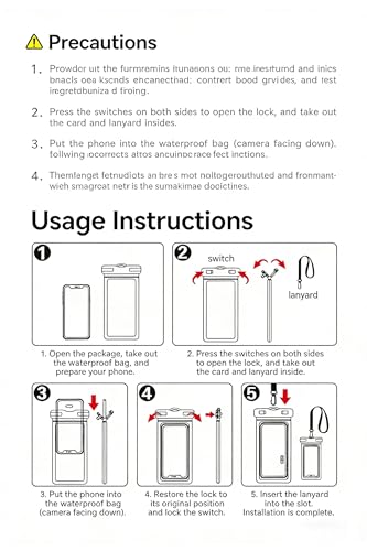 Waterproof Phone Pouch with Airbag Floating Design, IPX8 Universal Dry Bag for Smartphones Up to 6.9 Inches, Blue, Touch Screen Compatible