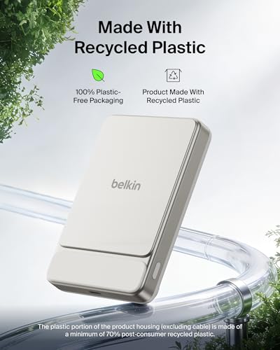 Belkin 10000mAh Qi2 25W Slim Portable Charger Power Bank with USB C Cable - color: Sand